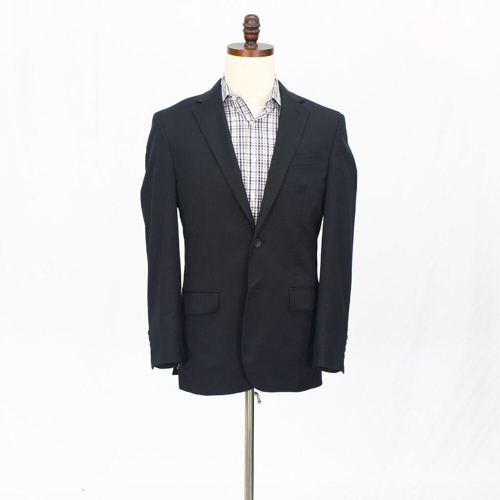 Jos. A. Bank 38R Black Blazer Sport Coat Jacket 2-Button Solid Y360